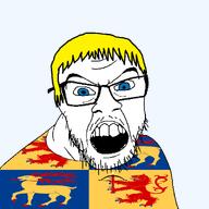 animal blue_eyes clothes country county crossbow elk flag flag:kalmar glasses hair holding_object kalmar lion mustache open_mouth soyjak stubble sweden teeth transparent_background variant:feraljak yellow_hair // 1500x1500 // 201.9KB