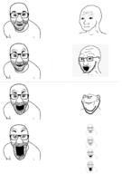 arm ear glasses multiple_soyjaks open_mouth smile soyjak stretched_mouth stubble variant:el_perro_rabioso variant:impish_soyak_ears variant:soyak wojak // 1200x1713 // 365.3KB