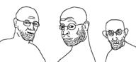 3soyjaks closed_mouth ear glasses open_mouth smile soyjak stubble variant:unknown // 934x421 // 17.2KB