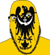 animal bird country eagle flag flag:lower_silesian full_head glasses hair looking_at_you lower_silesian open_mouth poland smile soyjak stubble teeth text variant:cobson voivodeship // 775x849 // 93.5KB