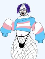 choker coomer_artstyle femboy flag:transgender_pride_flag glasses leg makeup purple_hair queen_of_spades stubble subvariant:crazed_troonjak subvariant:soyak_(crazed) thighs tranny variant:soyak // 1275x1646 // 298.6KB