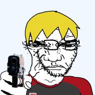 glasses holding_gun meta:tagme nate punisher_face soy soyteen stretched_face variant:soyak // 1000x1000 // 122.3KB