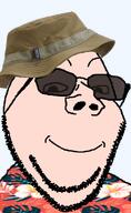 closed_mouth clothes fishing_hat glasses happy hat hawaiian_shirt shades smile soyjak stubble sunglasses tinted_glasses variant:impish // 598x970 // 277.8KB