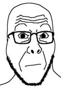 closed_mouth glasses soyjak stubble variant:cobbert2 wrinkles // 308x464 // 6.4KB