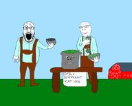 barn bowl grass ladle pot sauerkraut sky soyjak subvariant:nucob variant:cobson variant:impish_soyak_ears variant:markiplier_soyjak // 1243x1000 // 164.2KB