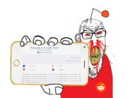 angry antenna badge blood bloodshot_eyes clenched_teeth clothes cracked_teeth ear glasses hand holding_object holding_phone iphone logo mustache nosebleed phone reddit soyjak soyjak_wiki stubble subvariant:feralrage text variant:feraljak vein wiki yellow_teeth // 1510x1100 // 646.9KB