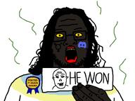 award black_skin clothes discord discord_logo_facial_mark flag:minor_attracted_person forced forced_meme glasses hair hand holding_object holding_paper long_hair map_(pedophile) nigger nigger_lips open_mouth paper pedophile posted_it_again_award red_lips redraw rotten_teeth shitskin soyjak stink_lines stinky stubble template text tranny transgender_symbol trend:slopjak variant:a24_slowburn_soyjak variant:skajyosjak variant:vlodson vlodson_will_never_be_a_gem vlodsoncuck vlodsonpedo white_background yellow_sclera // 800x600 // 19.4KB