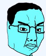 angry blue blue_skin closed_mouth glasses hair soyjak variant:chudjak // 420x514 // 49.0KB