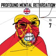angry bald bell_curve black_eyes black_hole black_sclera british clenched_teeth closed_mouth country cracked_teeth drool ear england flag flag:staffordshire flag:united_kingdom glasses hair iq iq_bell_curve mustache nightmare_fuel no_pupils profound_mental_retardation retard rope soyjak staffordshire stubble text united_kingdom variant:feraljak wrinkles // 1024x1024 // 118.8KB