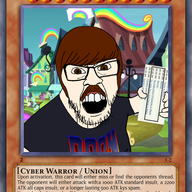 barneyfag card clothes doom drawn_background glasses hair mustache my_little_pony open_mouth soyjak stubble text variant:feraljak yugioh // 419x610 // 411.2KB