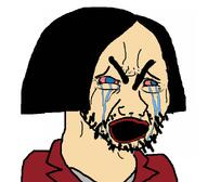 bloodshot_eyes blue_eyes crying daria eyebrows hair jane_(daria) lips lipstick open_mouth stubble variant:cryboy_soyjak // 1384x1212 // 174.6KB