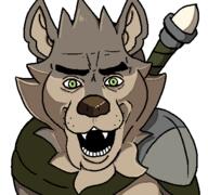clothes fangs far_beyond_the_world furry green_eyes open_mouth ranok soy_parody soyjak sword variant:el_perro_rabioso video_game visual_novel // 427x400 // 37.0KB