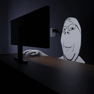3d animated arm closed_eyes closed_mouth computer glasses glowing green grimace hand loop plug sad screen smile soyjak stubble subvariant:wholesome_soyjak trend:glowie variant:gapejak // 1000x1000 // 20.4MB