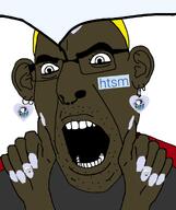 black_skin ear hand heart htsm_(user) meta:namefags nails nate nate_higger's_distant_cousin_(cape_rrackers) piercing soyjak_party speech_bubble speech_bubble_empty subvariant:hunky_twink_sex_machine subvariant:spadeson variant:bernd variant:cobson variant:impish_soyak_ears variant:soyak yellow_hair // 1080x1286 // 361.4KB