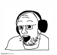 animated ear glasses headphones kyorokyoro open_mouth poyopoyo soyjak stubble variant:unknown // 400x383 // 186.6KB