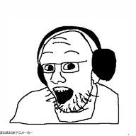 animated ear glasses headphones kyorokyoro open_mouth poyopoyo soyjak stubble variant:unknown // 400x383 // 186.6KB