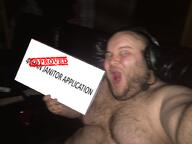 4chan beard chest_hair excited fat gynaecomastia hairy headphones holding_object holding_sign irl irl_background janny looking_at_you obese open_mouth selfie soyjak subvariant:fatjak_irl variant:fatjak white_skin // 1023x768 // 424.8KB
