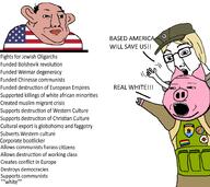 amerimutt animal anti_christian anti_white arm azov_battalion bolsheviks brown_skin celtic_cross christianity closed_mouth clothes communism country cross ear europe eyelids flag glasses hand lgbt open_mouth pig pink_skin pointing snout soldier soyjak star_of_david stubble subvariant:massjak subvariant:wholesome_soyjak tshirt ukraine united_states variant:chudjak variant:gapejak variant:markiplier_soyjak variant:two_pointing_soyjaks vest weimar // 2002x1779 // 515.0KB