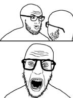 3soyjaks glasses open_mouth soyjak stubble template variant:nerdjak // 739x987 // 20.8KB