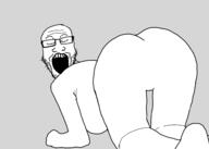 ass breasts closed_eyes full_body glasses hair open_mouth soyjak stubble v_(4chan) variant:markiplier_soyjak vidya_butts // 2538x1806 // 86.9KB