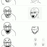 animated arm ear glasses multiple_soyjaks open_mouth smile soyjak stretched_mouth stubble variant:el_perro_rabioso variant:impish_soyak_ears variant:soyak wojak // 1200x1713 // 2.9MB