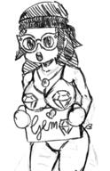 big_breasts bra breasts clothes coomer_artstyle female gem glasses hair hand headband holding_object lingerie sign soyjak text underpants variant:soytan // 355x550 // 167.8KB