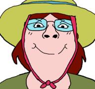 adventure_time closed_mouth clothes female femjak glasses hat looking_at_you red_hair smile subvariant:bridget variant:bernd // 1200x1125 // 156.4KB
