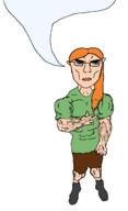 alex_(minecraft) bubble buff clothes front_facing full_body light_skin lips long_hair minecraft orange_hair speech speech_bubble speech_bubble_empty subvariant:chudjak_front subvariant:unbotheredchud turquoise_shirt variant:chudjak vein woman // 981x1608 // 73.5KB
