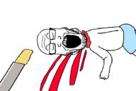 beheading blood blood_from_neck blood_spray closed_eyes clothes dead_nigger_baby death decapitation glasses gore machete open_mouth shorts soyjak stubble subvariant:neutralplier variant:markiplier_soyjak white_background // 1179x789 // 126.9KB