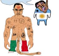 2soyjaks argentina arm bbc blood bloodshot_eyes brown_skin buff bwc closed_mouth clothes country crying dead deformed distorted ear flag flag:argentina flag:italy full_body glasses hair hand hanging italy leg mustache nazism nsfw open_mouth penis queen_of_spades rope schutzstaffel soyjak speech_bubble_empty stubble subvariant:brunetto subvariant:chudjak_front subvariant:obsessedchud sun swastika tattoo text tongue variant:bernd variant:chudjak yellow_teeth // 874x838 // 342.9KB