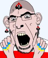 angry arm banderavecinal bbc country ear facial_mark flag flag:poland flag:ukraine forehead_mark glasses hand nose_piercing nose_ring open_mouth painted_nails poland queen_of_spades soyjak spade stubble subvariant:slutson ukraine variant:cobson white_skin // 723x861 // 72.7KB