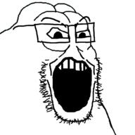 glasses groyper no_nose open_mouth soyjak stubble variant:soyper // 600x600 // 131.5KB