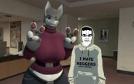 SLLSFHM closed_mouth clothes edit female frown furry glasses gmod hair hmofa hoodie painting room soyjak subvariant:chudjak_front text variant:chudjak // 1731x1080 // 1.1MB