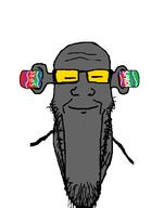 calm can closed_eyes closed_mouth ear earplug glasses grey_skin ogre_ears smile soot_colors soyjak soyjak_party sproke stretched_chin stubble variant:markiplier_soyjak // 785x1000 // 32.7KB
