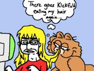 animal cat closed_mouth computer ear female garfield glasses kleki long_hair monitor redraw soyjak text thought_bubble variant:chudjak // 800x600 // 67.3KB