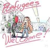 2018 4chan 8chan anonymous anti_soyjak brainlet clothes drawing freckles gamergate glasses hammer handholding hoodie mask multiple_soyjaks necktie open_mouth orange_hair redraw refugees_welcome schizophrenia soy soylent stubble suit text variant:soyak variant:unknown vivian_james // 1166x1115 // 1.1MB