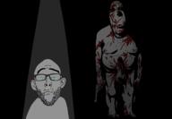 biting_lip bloodshot_eyes closed_mouth crying ear evil full_body glasses glowing_eyes gun light mucus nsfw ominous penis sad soyjak stubble subvariant:hornyson variant:cobson variant:nojak // 1300x900 // 226.7KB