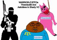 Astrofene_(namefag) CrimeanChud_(namefag) Thrembo88_(namefag) Warrior-Z(user) angry arabic_text balaclava bat batman batman_(series) beard bloodshot_eyes buff caligraphy chubby crying debate ext=mp4 fat flag flag:crimean_tatar flag:norway flag:shahada full_body hanging hoops_and_yoyo iron islam jartycuck kratos kufic muscles muscular_male muslims no_pants norway obese pack punisher red red_eyes rent_free rope screaming self_insert shahada shirtless skull soybooru spawn stick subvariant:jartycuck subvariant:muscular_chud2 subvariant:perceptive_chud subvariant:tongamutt suicide transparent_background variant:bernd variant:chudjak variant:meximutt vc video voice_chat voiceover // 672x480, 1406.2s // 48.7MB