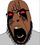 Hoag's_Object allah baal brown_hair brown_skin demon evil glasses islam rotting_teeth soyjak variant:cobson yellow_teeth // 483x538 // 231.9KB
