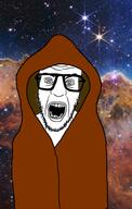 glasses hood open_mouth soyjak stubble variant:nerdjak // 373x586 // 239.2KB