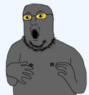 arm glasses grey_skin hand nipple open_mouth soot soot_colors soyjak soyjak_party stubble variant:norwegian // 723x770 // 16.9KB