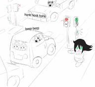 2soyjaks angry anime car crying ear full_body glasses green_eyes oekaki open_mouth propeller_hat redraw running soyjak stubble text tomoko traffic_light variant:soyak variant:wojak // 1195x1102 // 113.5KB