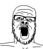 animated beard glasses mustache open_mouth soyjak stubble variant:a24_slowburn_soyjak // 454x516 // 456.7KB
