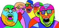 5soyjaks angry arm colorful glasses hand mustache null_(kiwifarms) open_mouth soyjak stubble variant:chugsjak variant:nerdjak variant:nulljak variant:unknown variant:volcanojak // 860x418 // 223.2KB