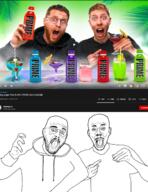 2soyjaks arm beard clothes ear glasses hand hoodie irl ksi logan_paul open_mouth prime_(drink) soyjak stubble tshirt variant:behzinga youtube // 1201x1561 // 1.4MB