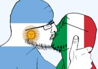 2soyjaks alternate argentina closed_eyes flag flag:argentina flag:italy gay glasses hand happy homosexual italy kiss kissing lips love mustache side_profile soyjak stubble subvariant:flarteyejak variant:fisheyejak variant:flartson // 964x678 // 111.3KB