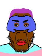 brown_skin brown_troonjak purple_hair slopjak subvariant:chudplier tranny variant:markiplier_soyjak // 597x800 // 20.2KB