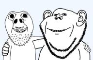 2soyjaks friendship hand happy looking_at_you no_more_brother_wars series:trios_&_duos smile soyjak stubble subvariant:brunetto template transparent_background variant:bernd variant:impish_soyak_ears // 1112x726 // 29.6KB