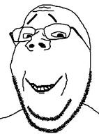 beard glasses smile soyjak soyjak_party subvariant:wholesome_soyjak variant:gapejak // 255x345 // 22.8KB