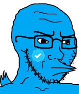 angry bird blue_skin closed_mouth glasses soyjak stubble twitter twitter_checkmark variant:soyak // 632x756 // 18.7KB